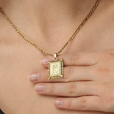 Gold Necklace for a woman - Vintage Initial Necklace - Woman Necklace - Letter Necklace Necklace Brother & Sisters